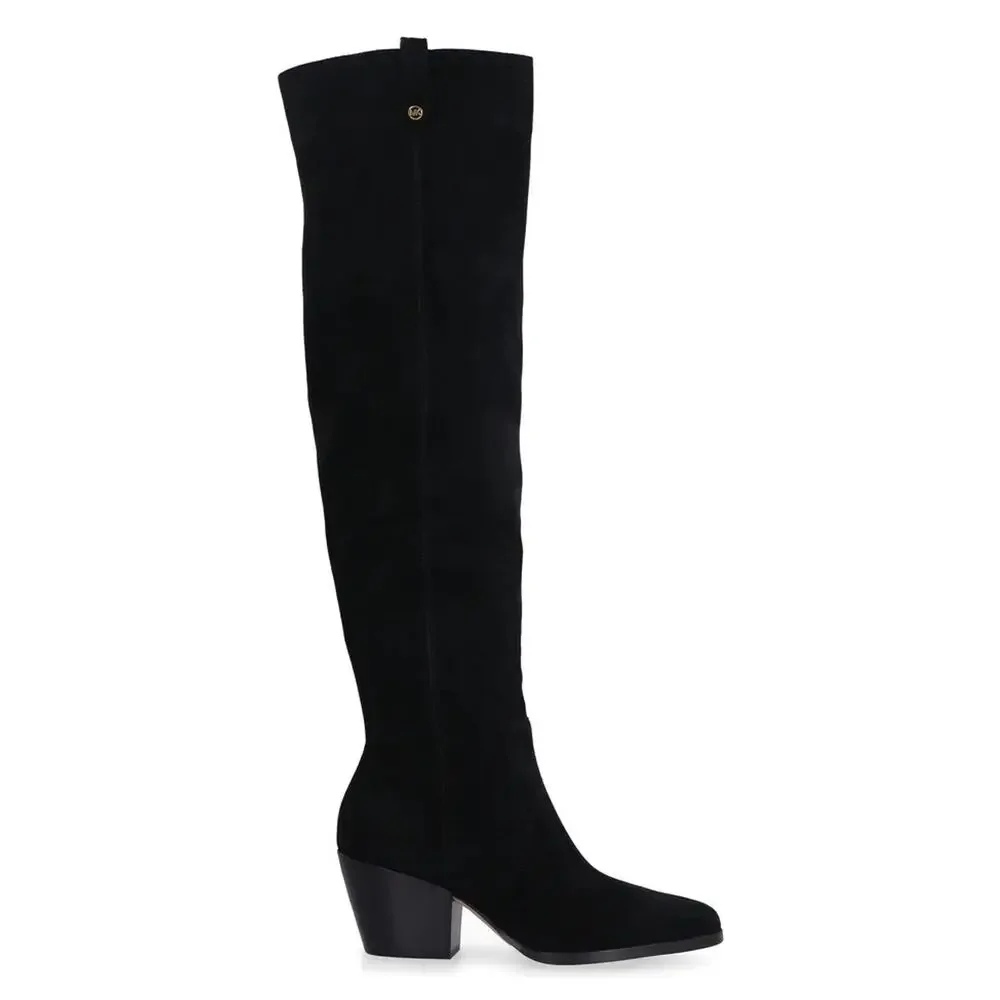 NEW MICHAEL KORS MK BLACK SUEDE HARLOW TALL OVER THE KNEE HIGH BOOTS SIZE 6.5